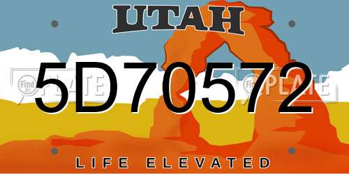 5D70572 Utah License Plate