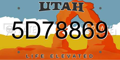 5D78869 Utah License Plate