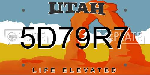 5D79R7 Utah License Plate