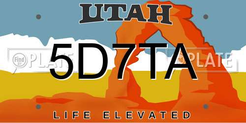 5D7TA Utah License Plate