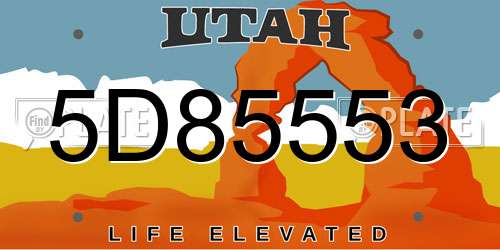 5D85553 Utah License Plate
