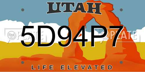 5D94P7 Utah License Plate