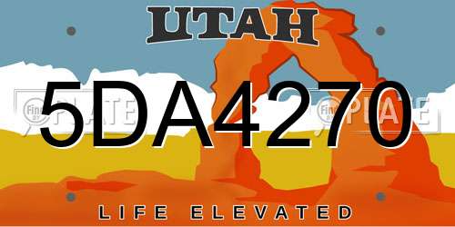5DA4270 Utah License Plate