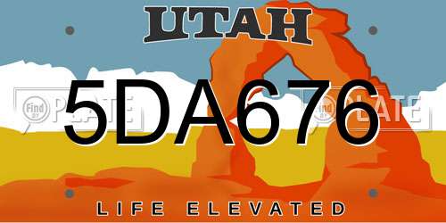 5DA676 Utah License Plate