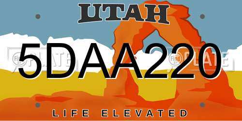 5DAA220 Utah License Plate