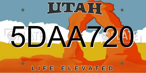 5DAA720 Utah License Plate