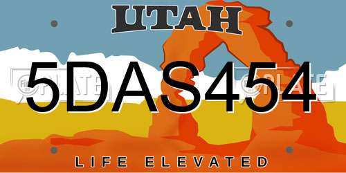 5DAS454 Utah License Plate