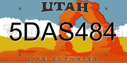 5DAS484 Utah License Plate
