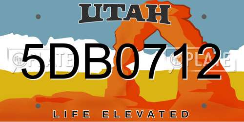 5DB0712 Utah License Plate