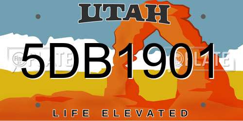5DB1901 Utah License Plate