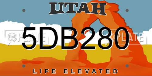 5DB280 Utah License Plate