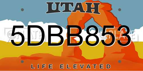 5DBB853 Utah License Plate