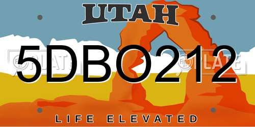 5DBO212 Utah License Plate