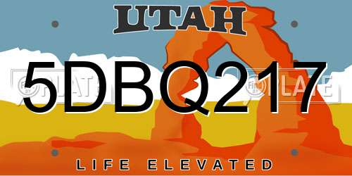 5DBQ217 Utah License Plate