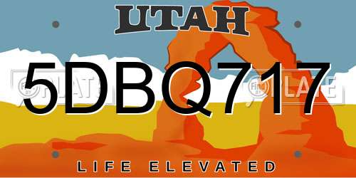5DBQ717 Utah License Plate