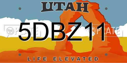5DBZ11 Utah License Plate