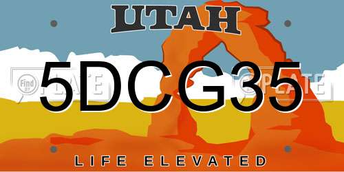 5DCG35 Utah License Plate