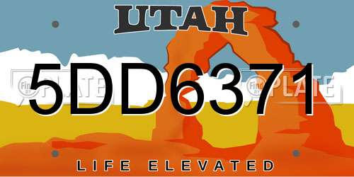 5DD6371 Utah License Plate