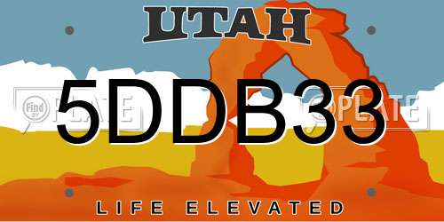 5DDB33 Utah License Plate