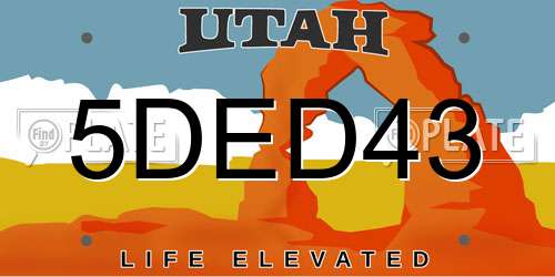 5DED43 Utah License Plate