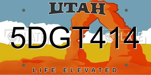 5DGT414 Utah License Plate
