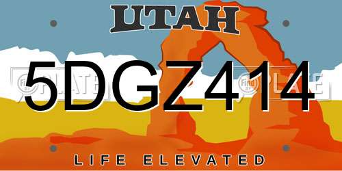 5DGZ414 Utah License Plate