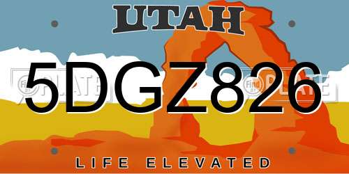 5DGZ826 Utah License Plate
