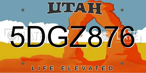 5DGZ876 Utah License Plate