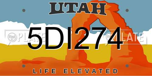 5DI274 Utah License Plate