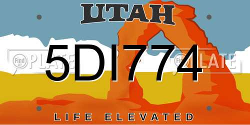 5DI774 Utah License Plate