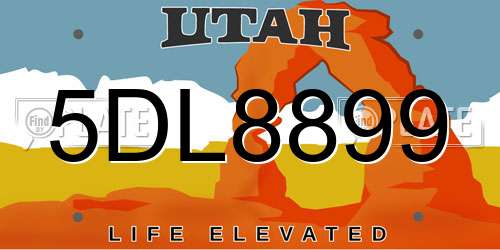 5DL8899 Utah License Plate