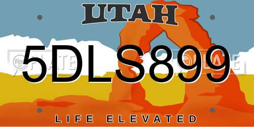 5DLS899 Utah License Plate