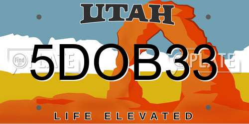 5DOB33 Utah License Plate