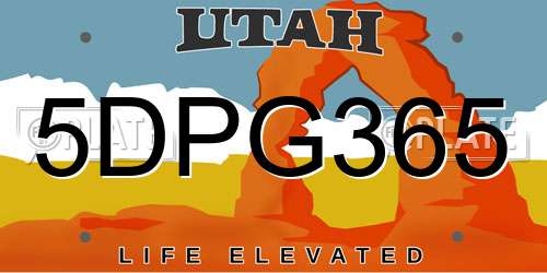 5DPG365 Utah License Plate