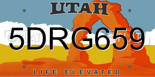 5DRG659 Utah License Plate