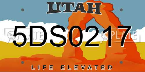 5DS0217 Utah License Plate