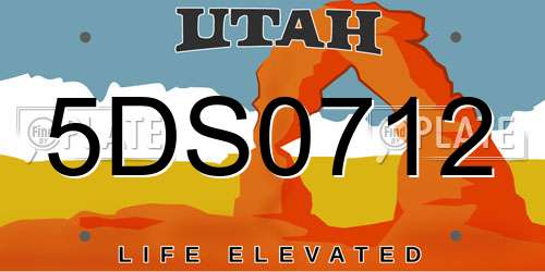 5DS0712 Utah License Plate