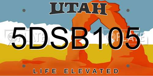 5DSB105 Utah License Plate
