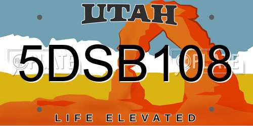 5DSB108 Utah License Plate