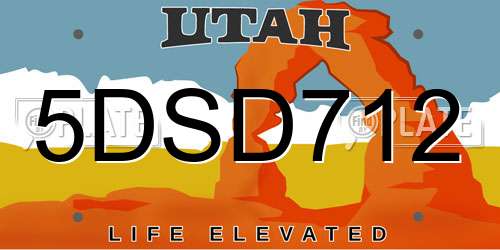 5DSD712 Utah License Plate