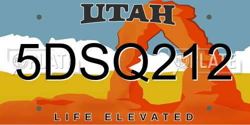 5DSQ212 Utah License Plate