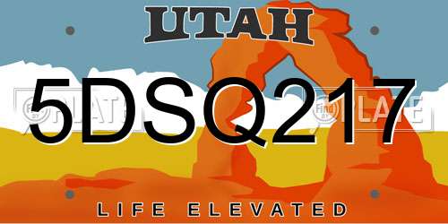 5DSQ217 Utah License Plate