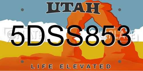 5DSS853 Utah License Plate
