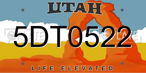 5DT0522 Utah License Plate