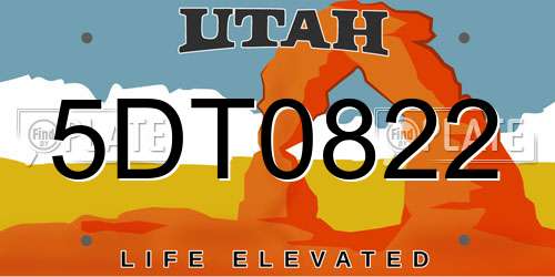 5DT0822 Utah License Plate
