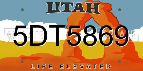 5DT5869 Utah License Plate