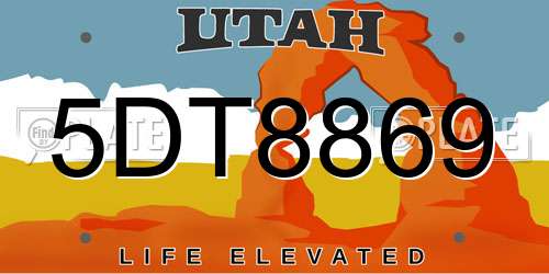 5DT8869 Utah License Plate
