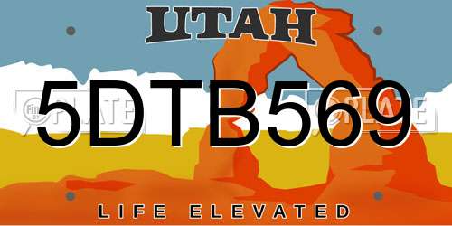 5DTB569 Utah License Plate