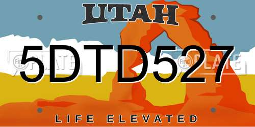 5DTD527 Utah License Plate