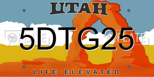 5DTG25 Utah License Plate